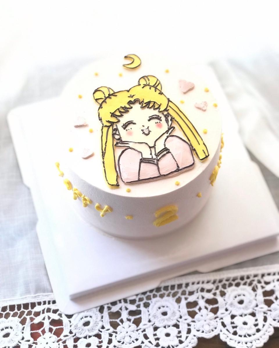 韩式简约奶油霜手绘蛋糕