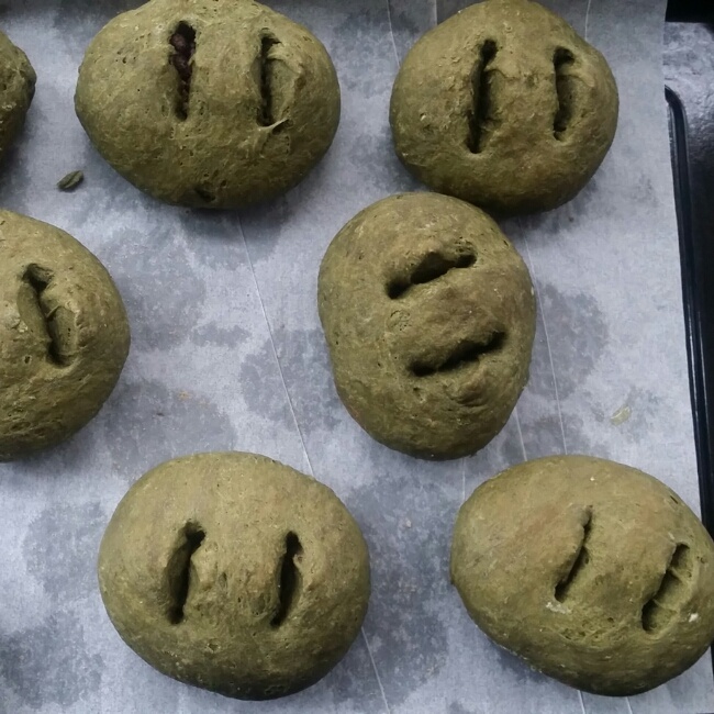 抹茶豆沙小面包（无油脂）