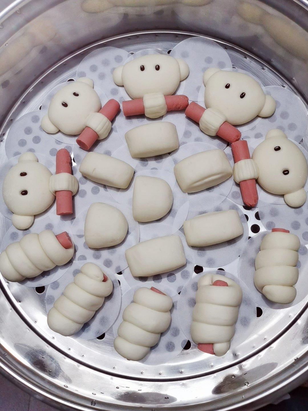 米路林做的可爱大象火腿肠卡通馒头