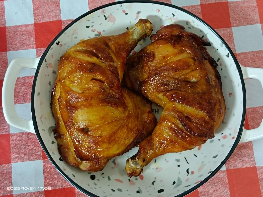 空气炸锅无油烤鸡腿❗️奥尔良脆皮大鸡腿🍗～