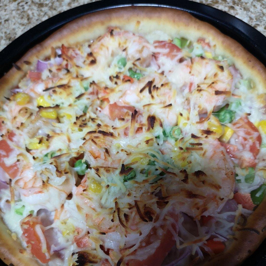 【鲜虾仁培根披萨】