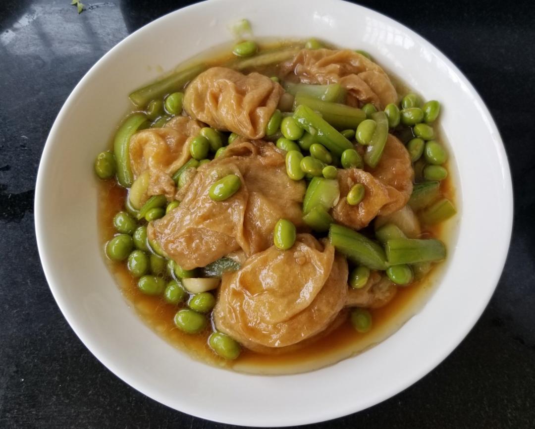丝瓜毛豆烧油面筋