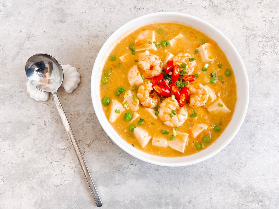 咸蛋黄虾仁烧豆腐的做法 步骤8