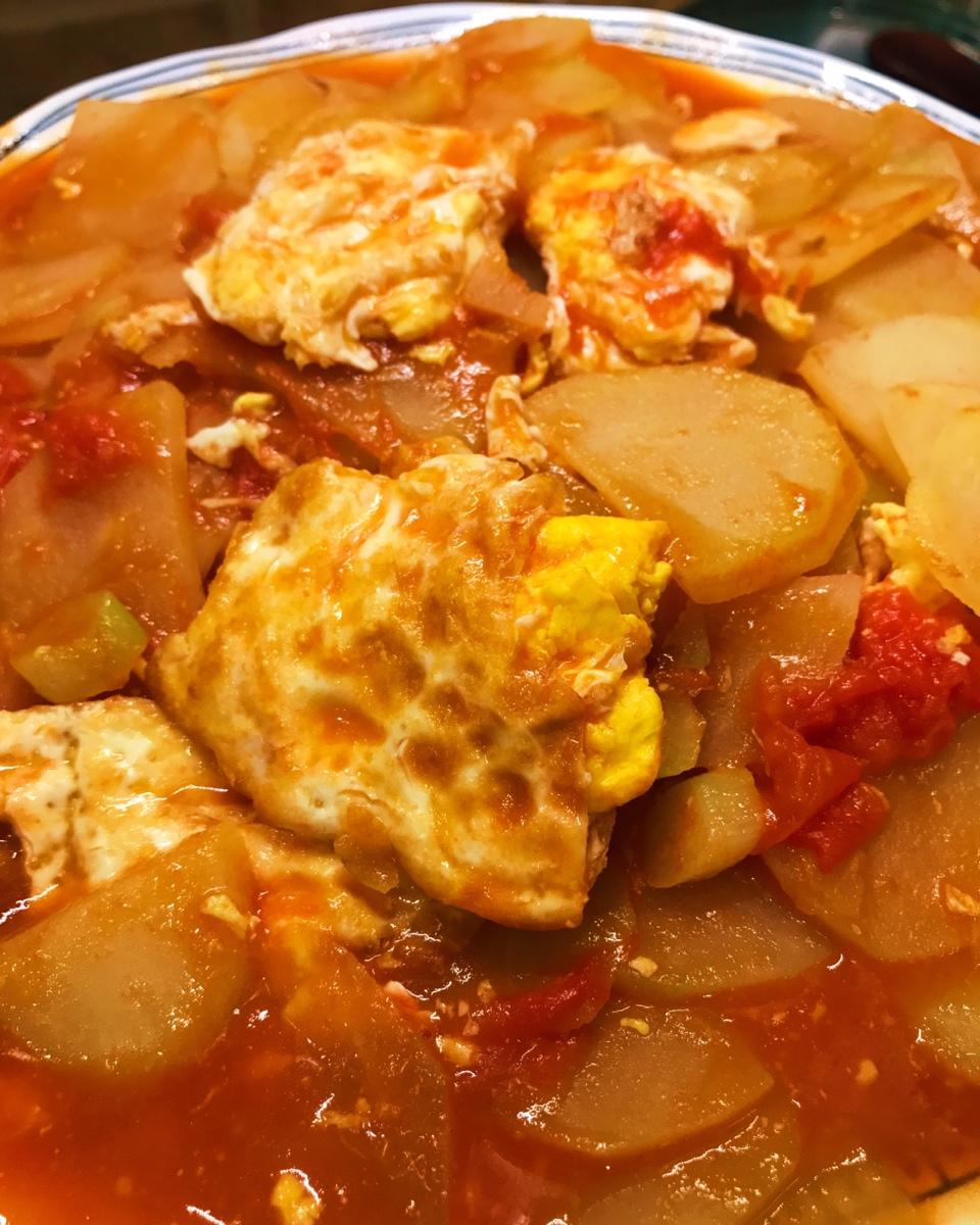 煎蛋番茄烧土豆「素」