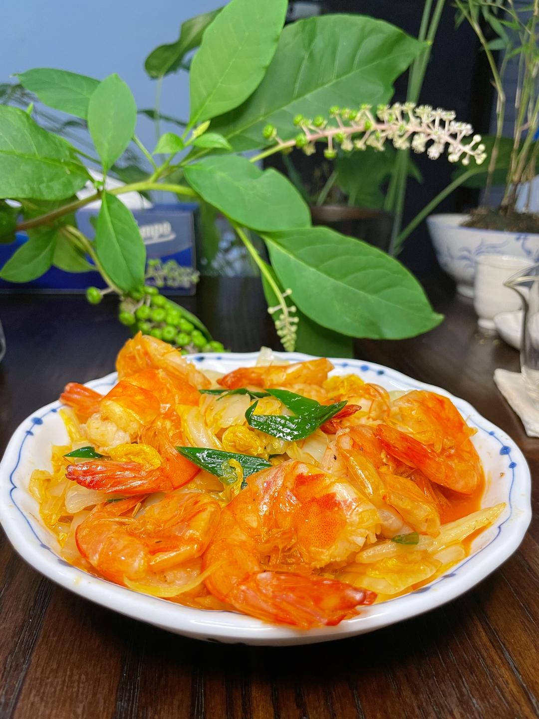 虾油熬白菜的做法