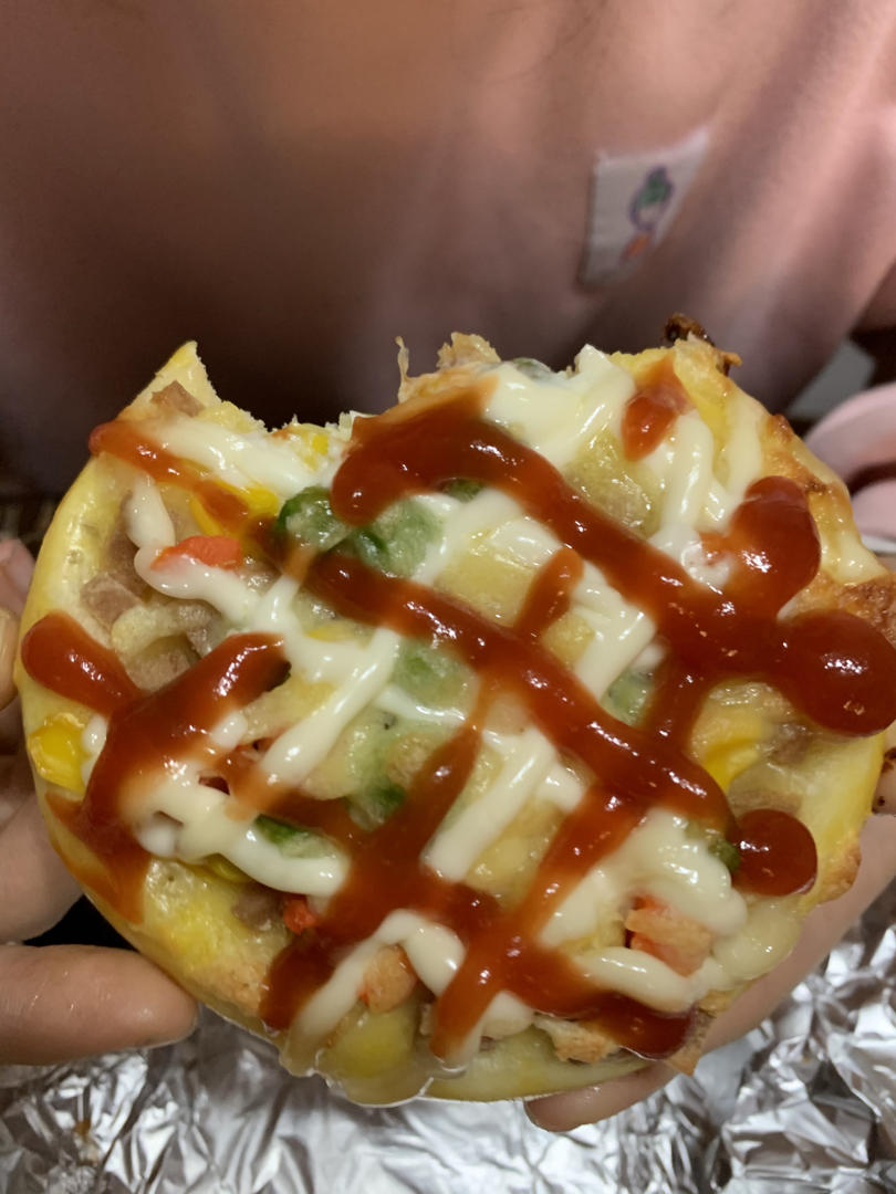 🍕快手简单｜一次发酵｜可可爱爱火腿披萨小面包｜学生早餐