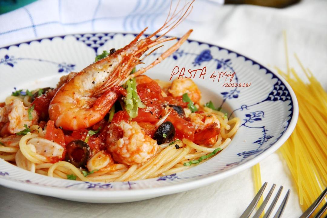 鲜虾番茄意面