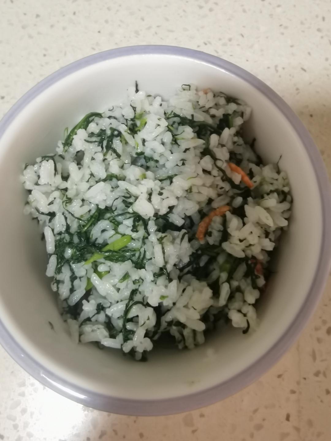 茼蒿虾皮拌饭