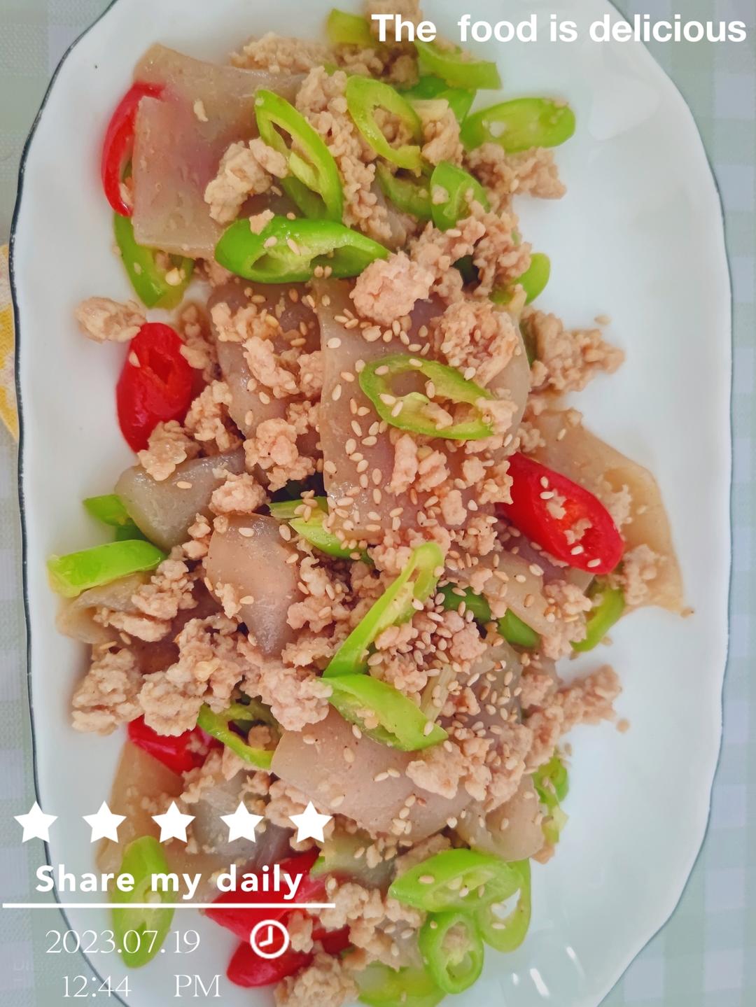 魔芋豆腐炒肉沫