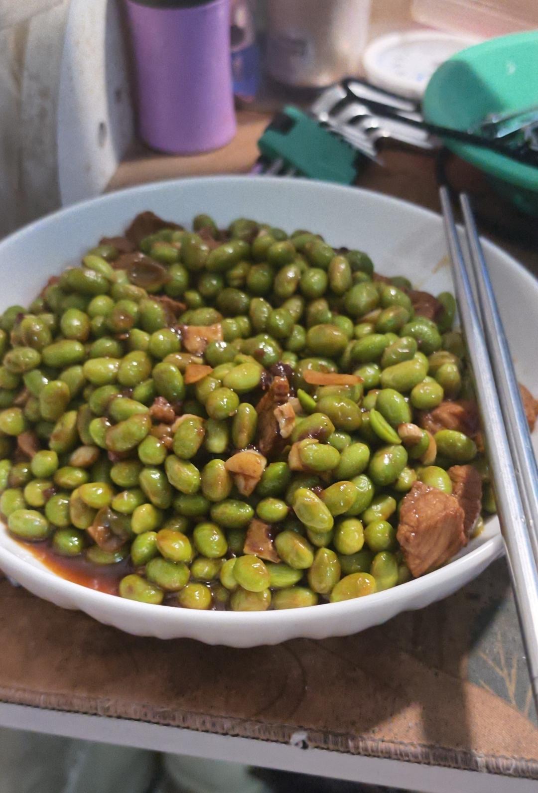 好吃下饭的毛豆米炒肉丁，简单美味家常菜