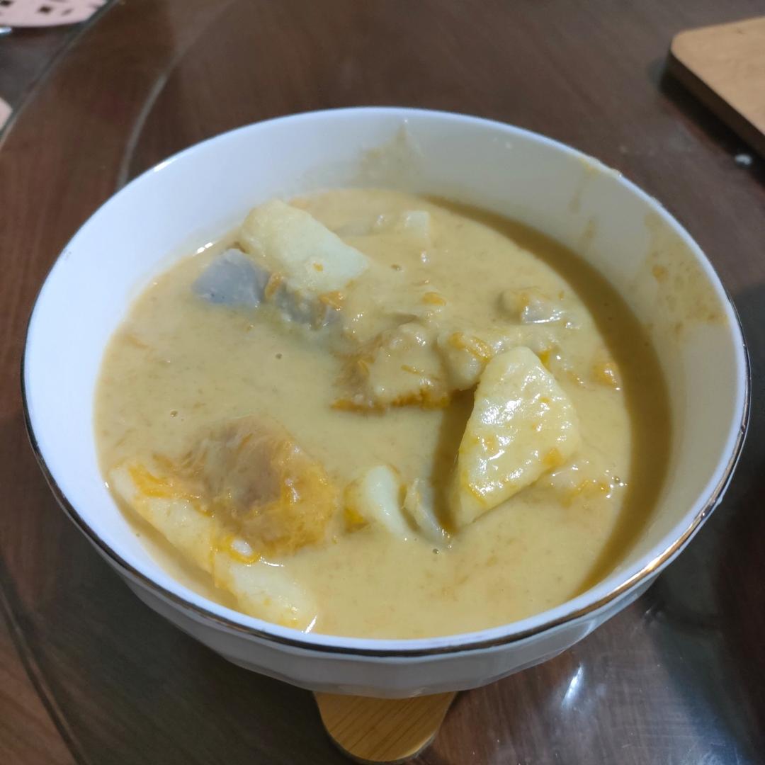 快手南瓜芋头芡实椰汁煲