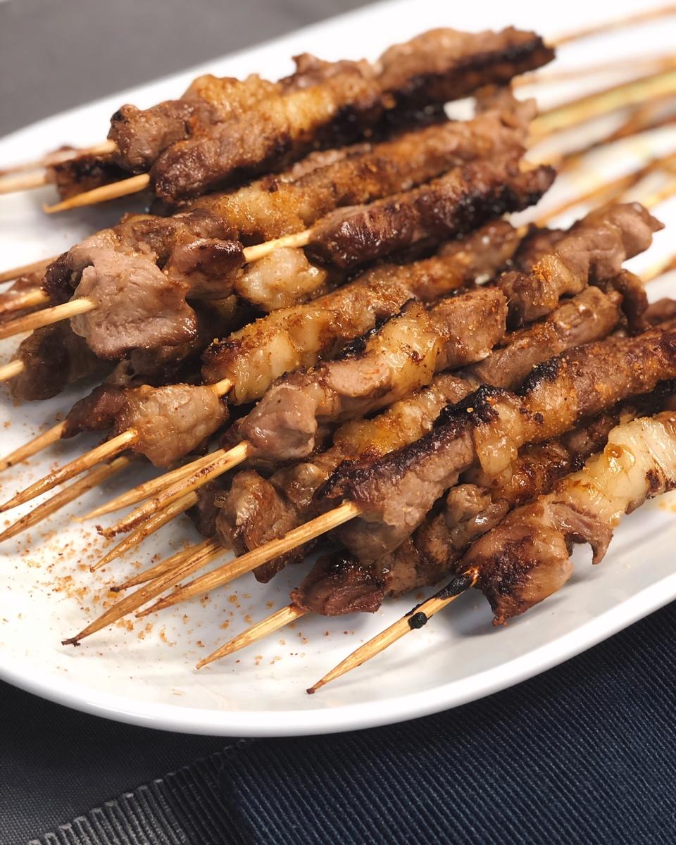 羊肉串用家里烤箱烤出明火烧烤的味道！