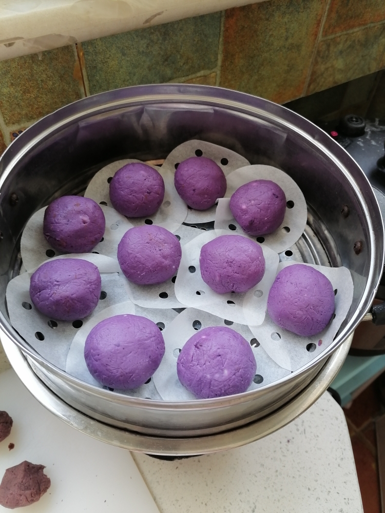 低卡无油无糖紫薯糯米团子的做法 步骤4
