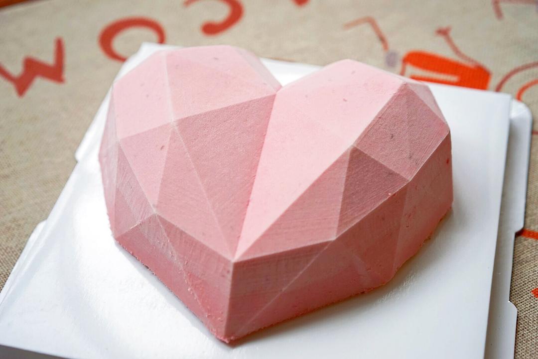 少女❤3D钻石心形覆盆子乳酪慕斯（7寸）