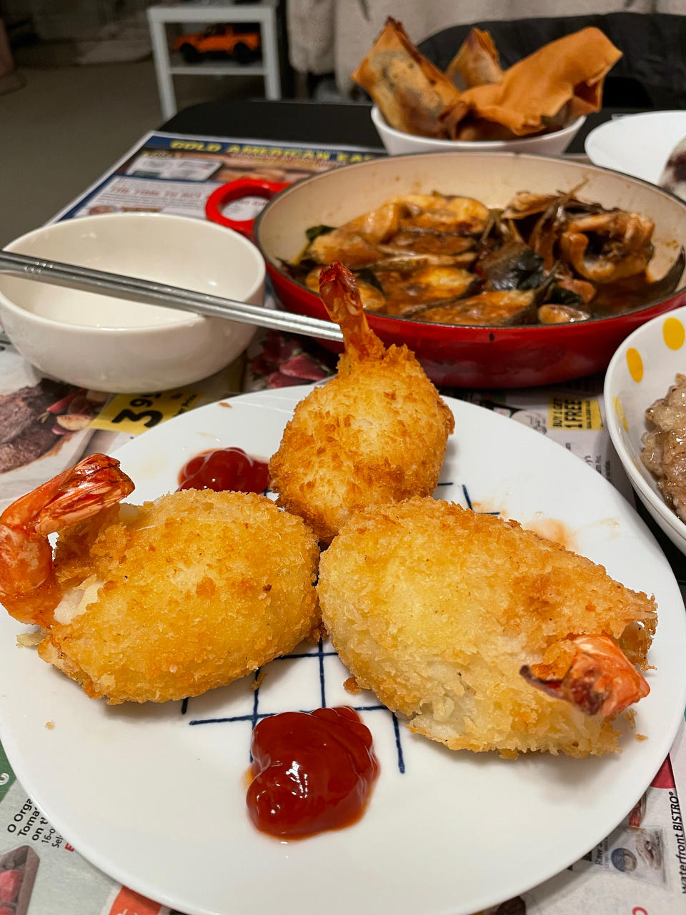 年夜饭菜单--香脆黄金芝士土豆泥虾球