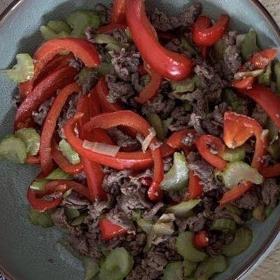双椒炒牛肉 粤菜小炒 一分钟快手菜