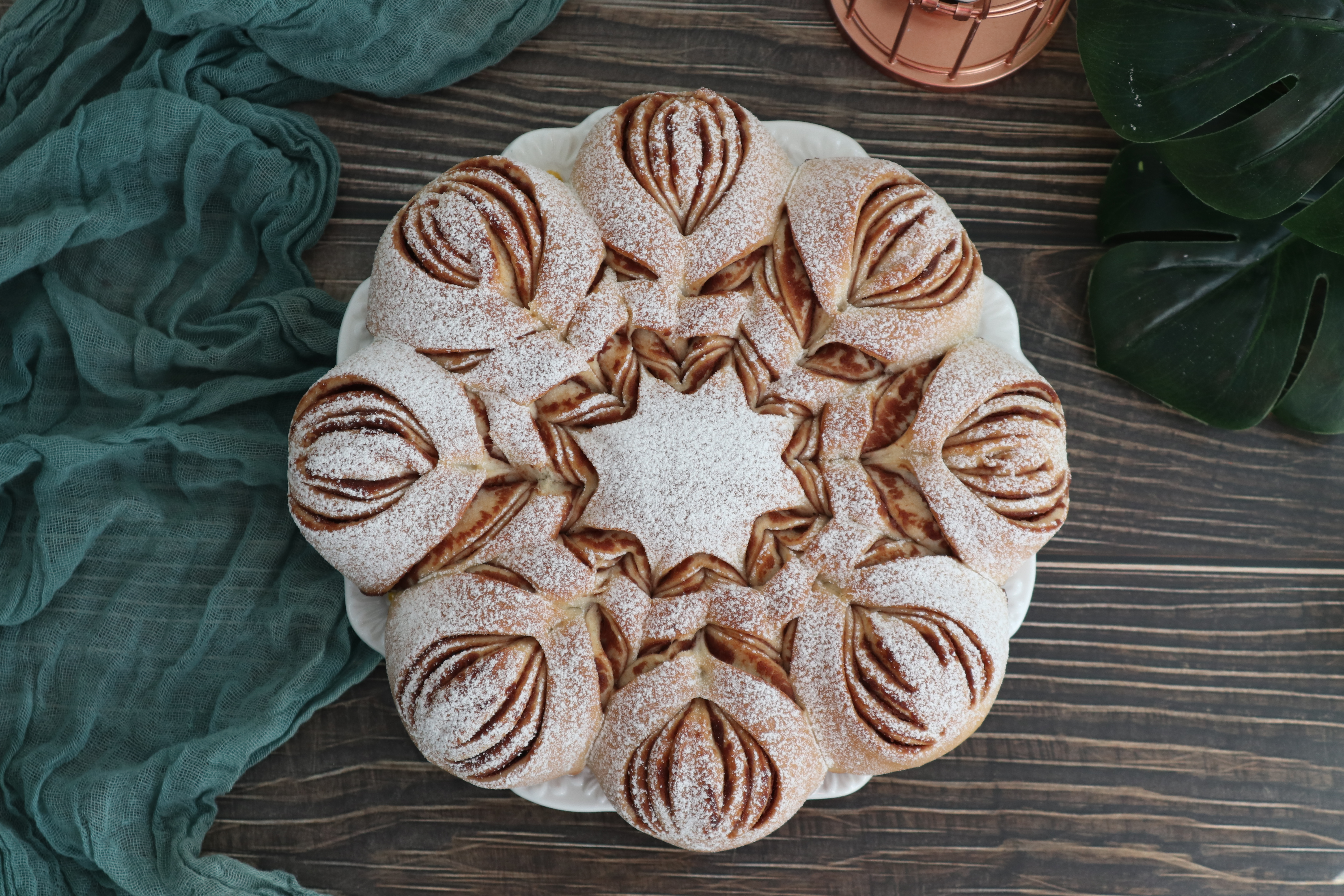圣诞雪花面包，一次性发酵，简单漂亮又美味的做法