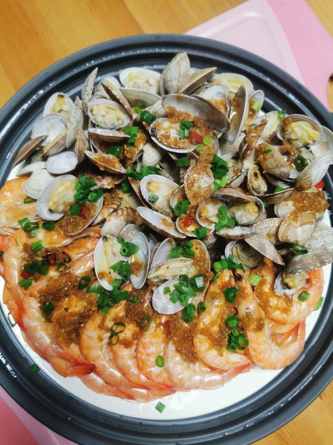 蒜蓉粉丝蒸双鲜（蒜蓉粉丝蒸花甲虾）