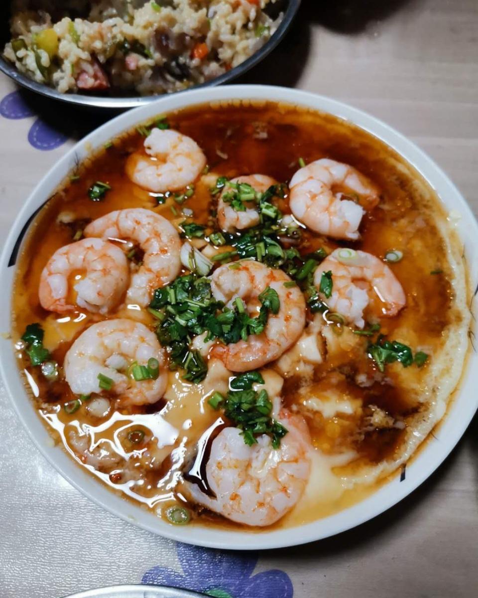 虾仁豆腐蒸水蛋
