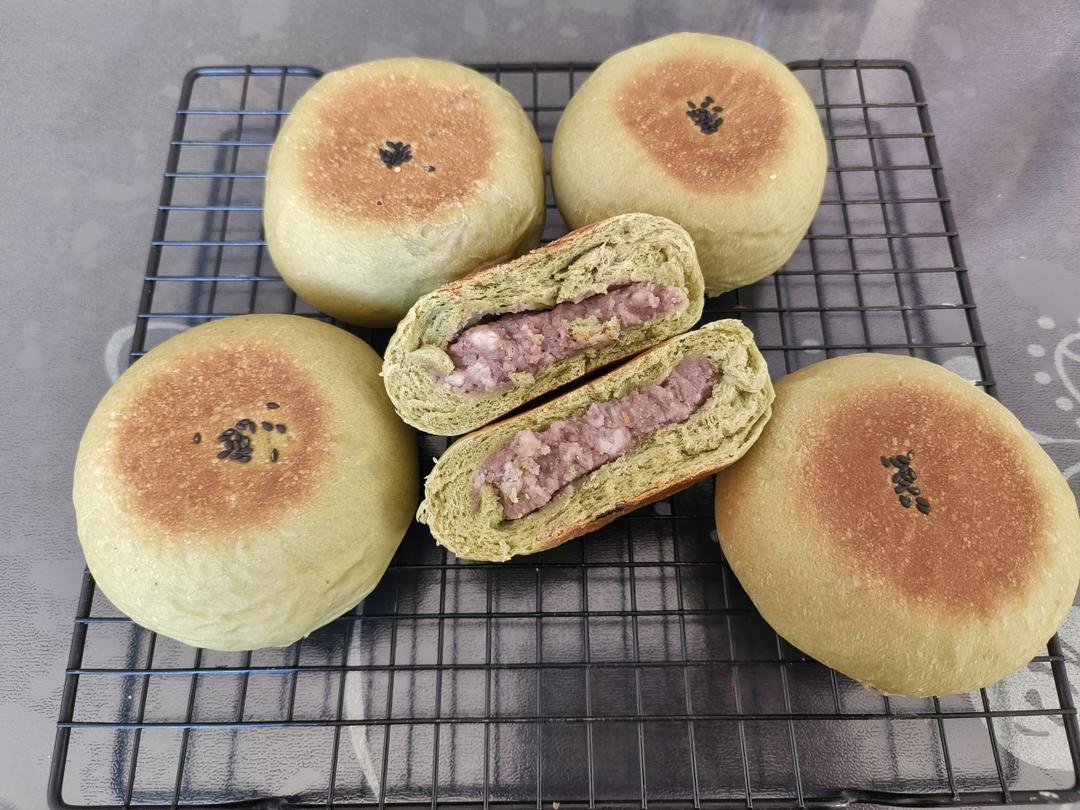 抹茶栗子红豆软面包