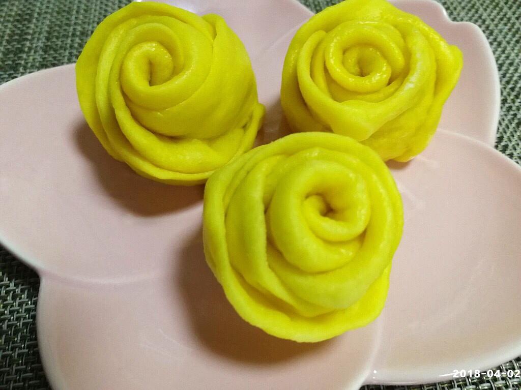 南瓜玫瑰馒头（一次发酵法）
