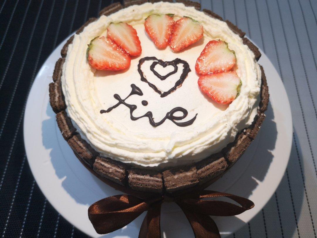 生日蛋糕教程【威化饼干围边】