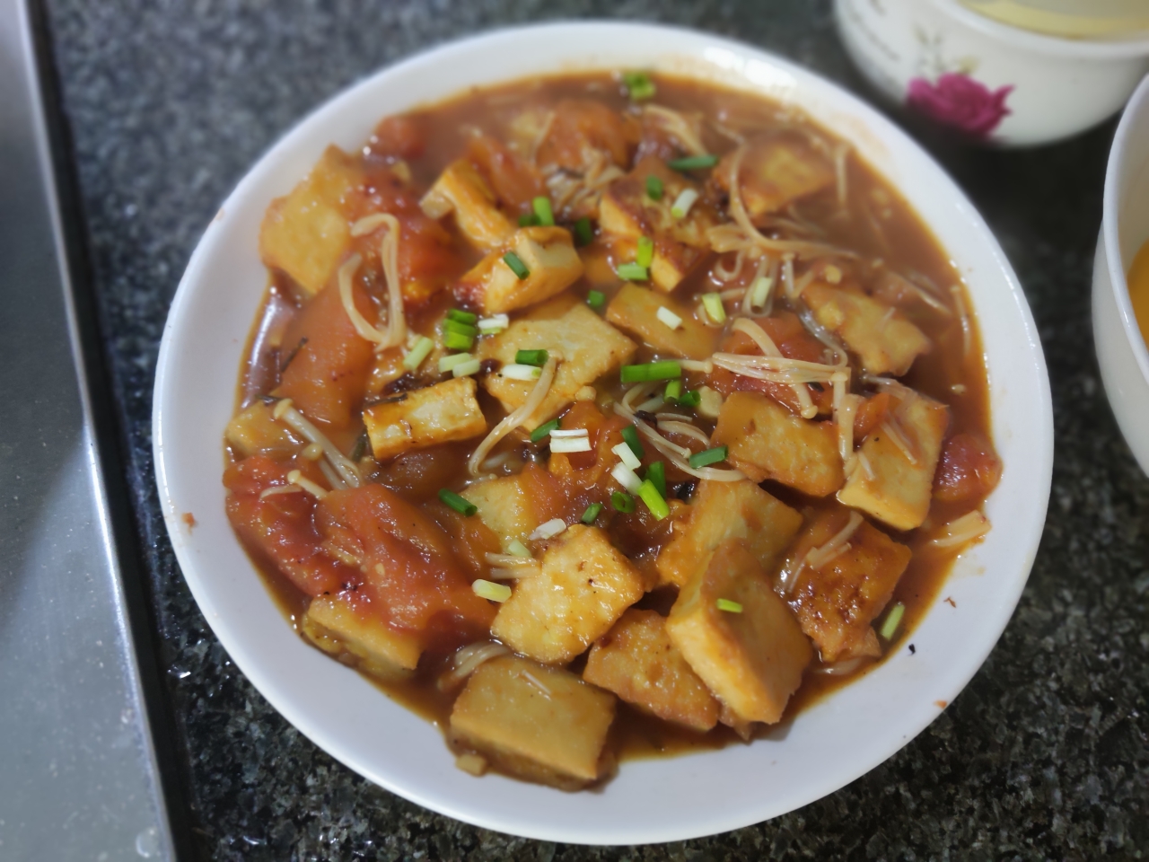 减脂餐—番茄金针菇焖豆腐
