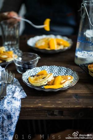 焦糖橙子蓝莓pancake. Blueberry ricotta pancakes with carmelised oranges.的做法 步骤11