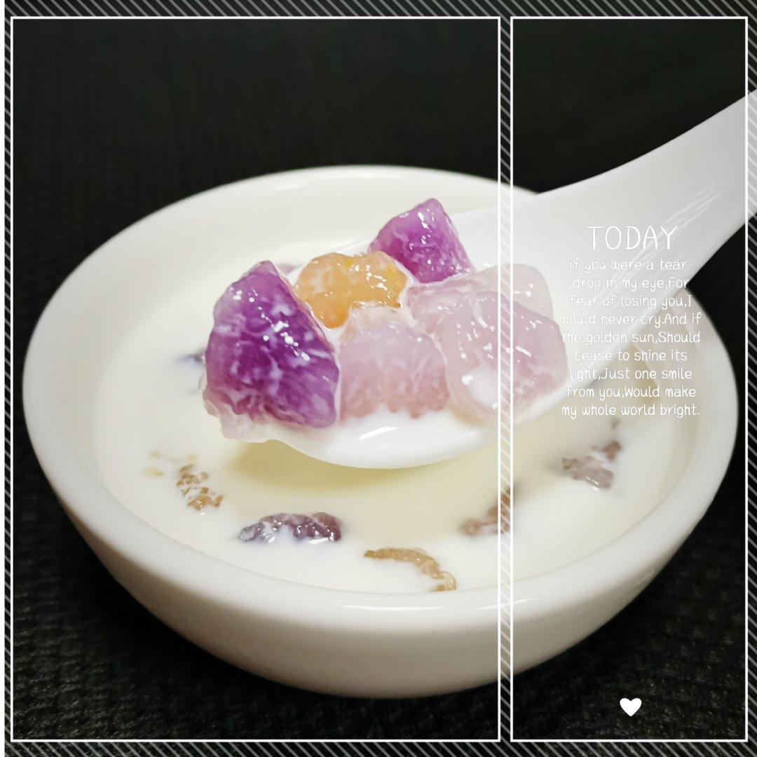 牛奶紫薯西米露(附西米煮法)