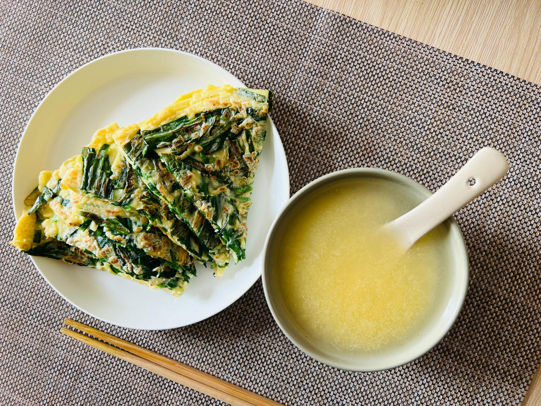 快手早餐～韭菜鸡蛋饼