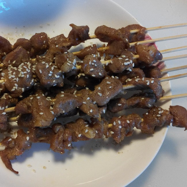 微波炉速成羊肉串