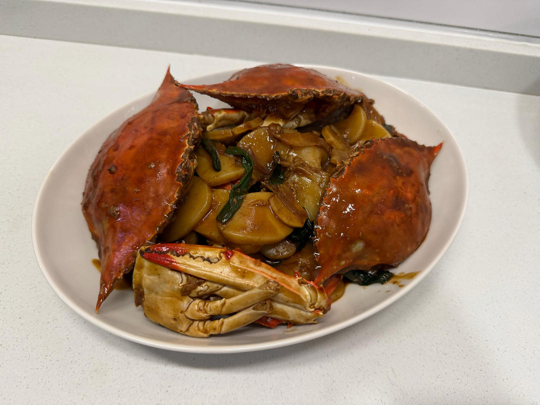 梭子蟹炒年糕～标准的江浙菜