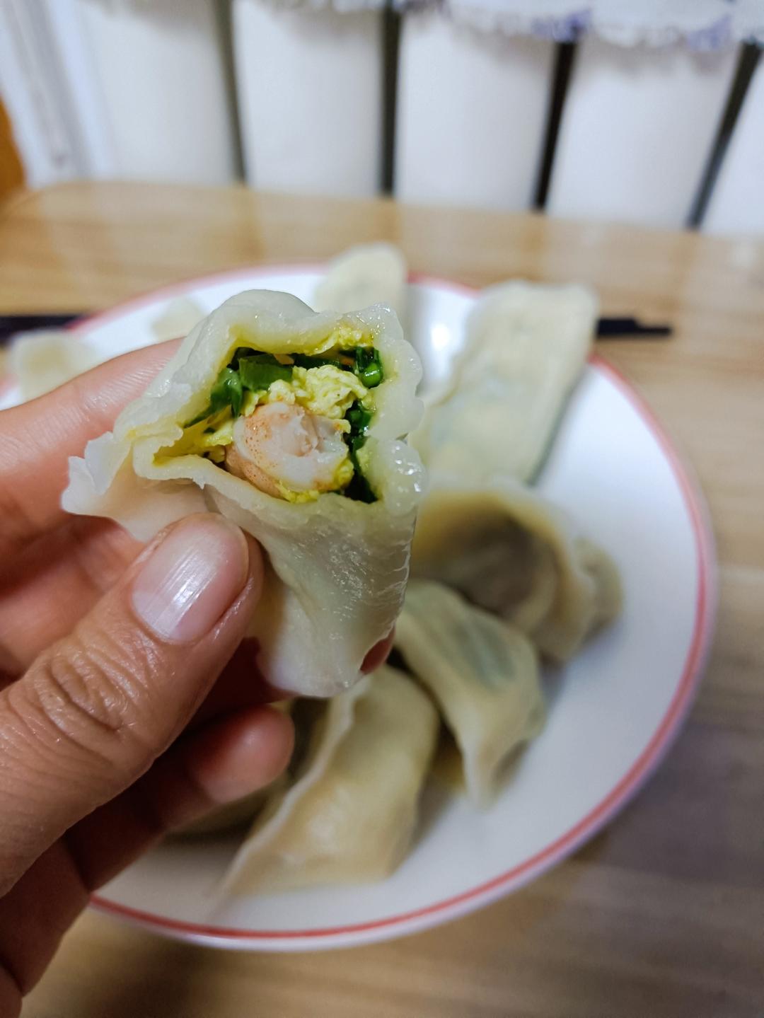 韭菜鸡蛋虾仁三鲜馅饺子