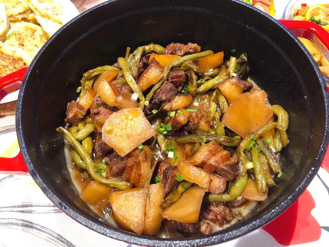 红烧肉炖豆角