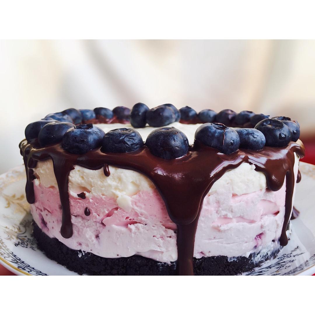 渐变蓝莓冻芝士蛋糕（免烤）