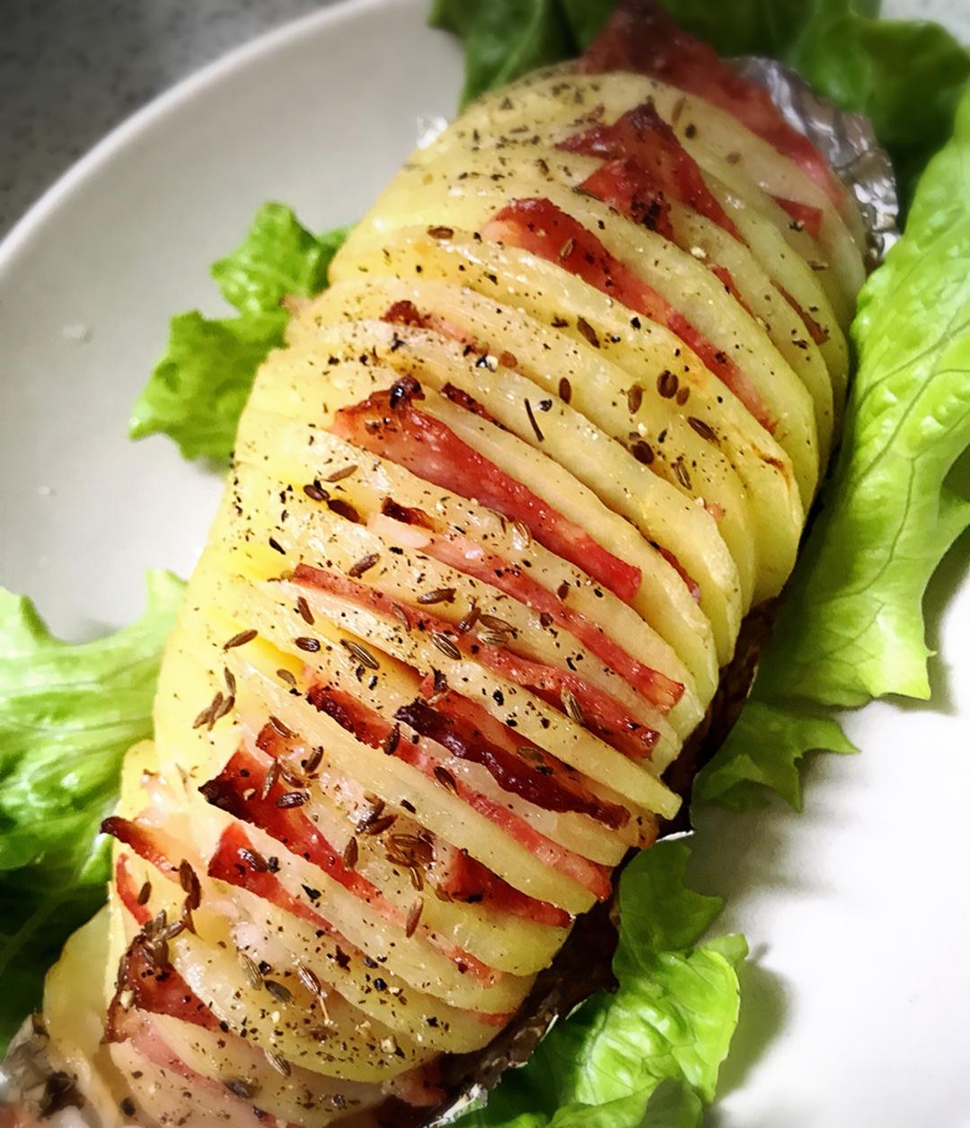 mandy gu做的培根风琴烤土豆