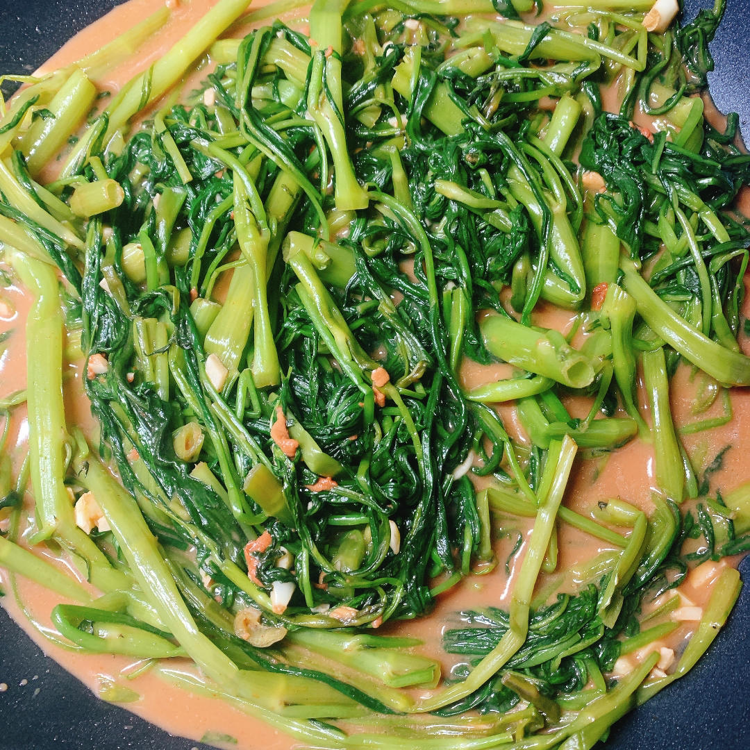 广东大排档风味椒丝腐乳炒空心菜