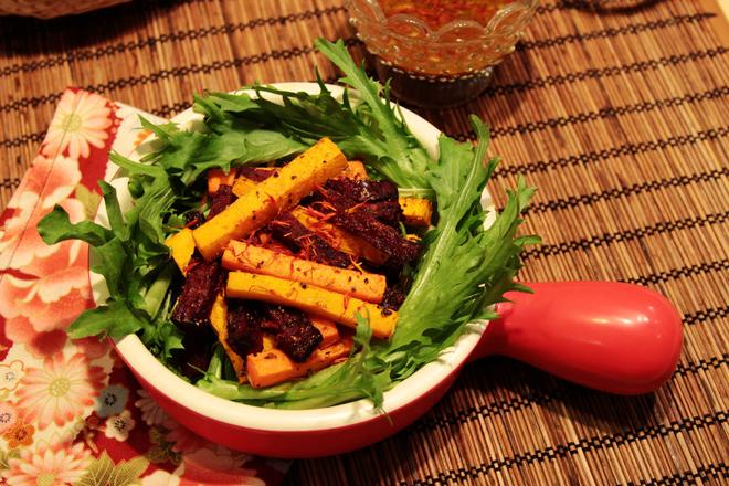 南瓜甜菜红萝卜蔬菜沙拉的做法