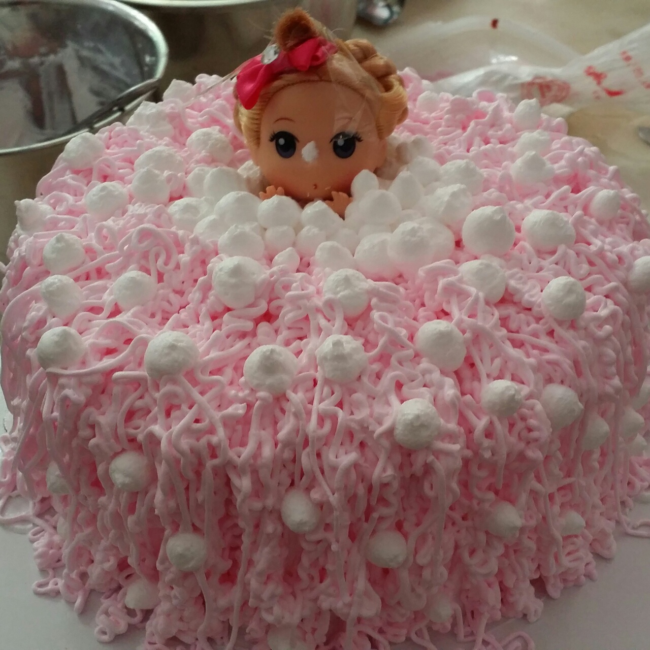 详细步骤制作泡泡浴娃娃蛋糕