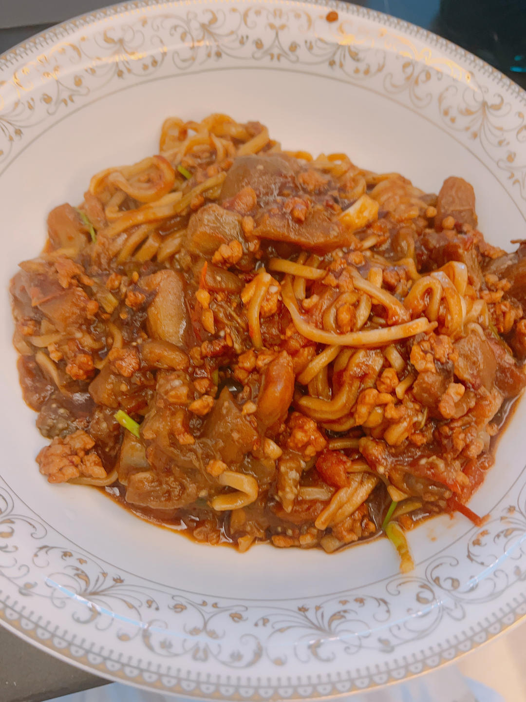 🍅西红柿肉末🍆茄子焖面🍜含泪吃了两大碗