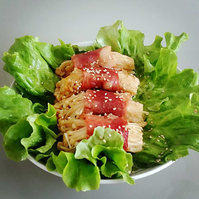 香煎培根金针菇卷