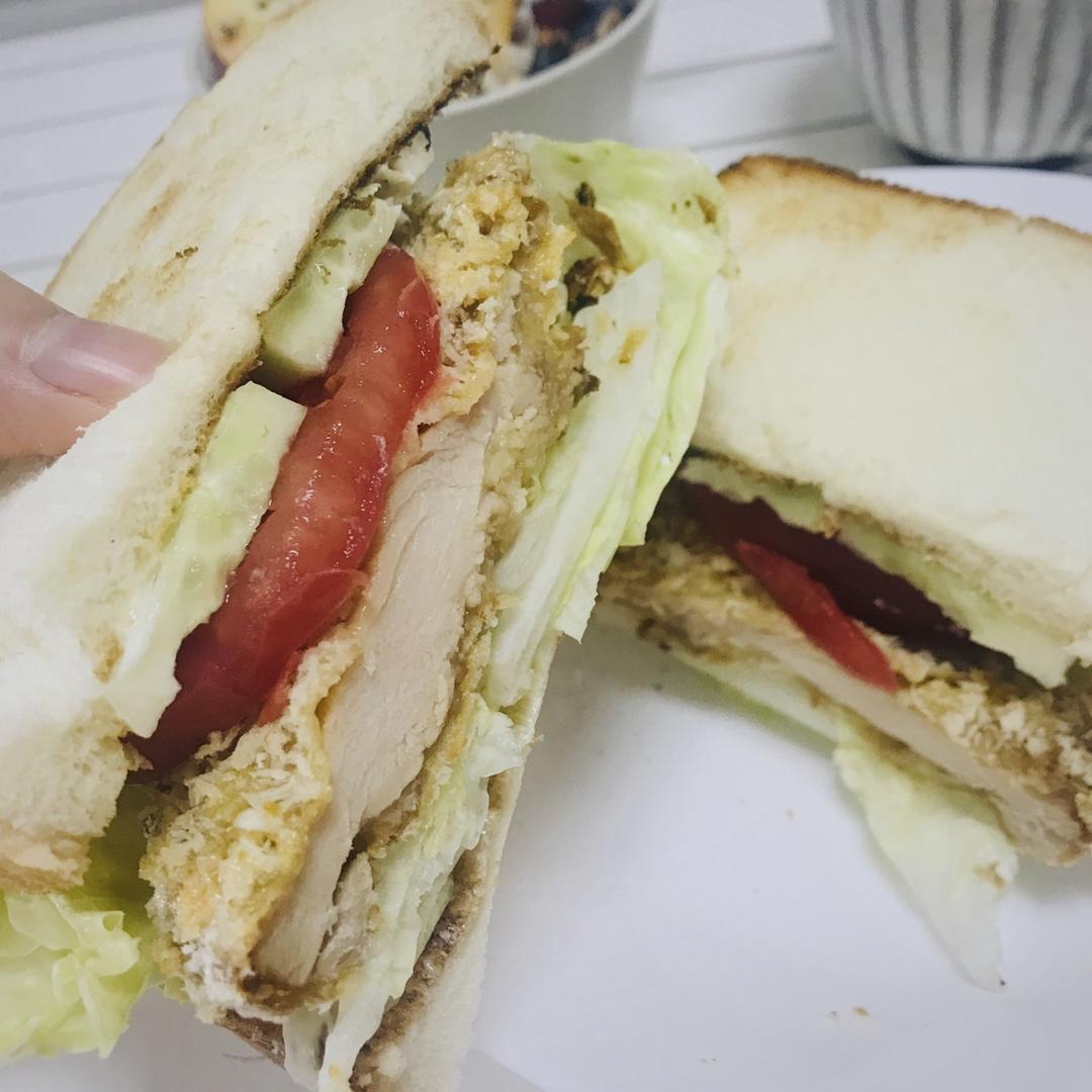 无油烤鸡排（面包糠鸡胸肉）