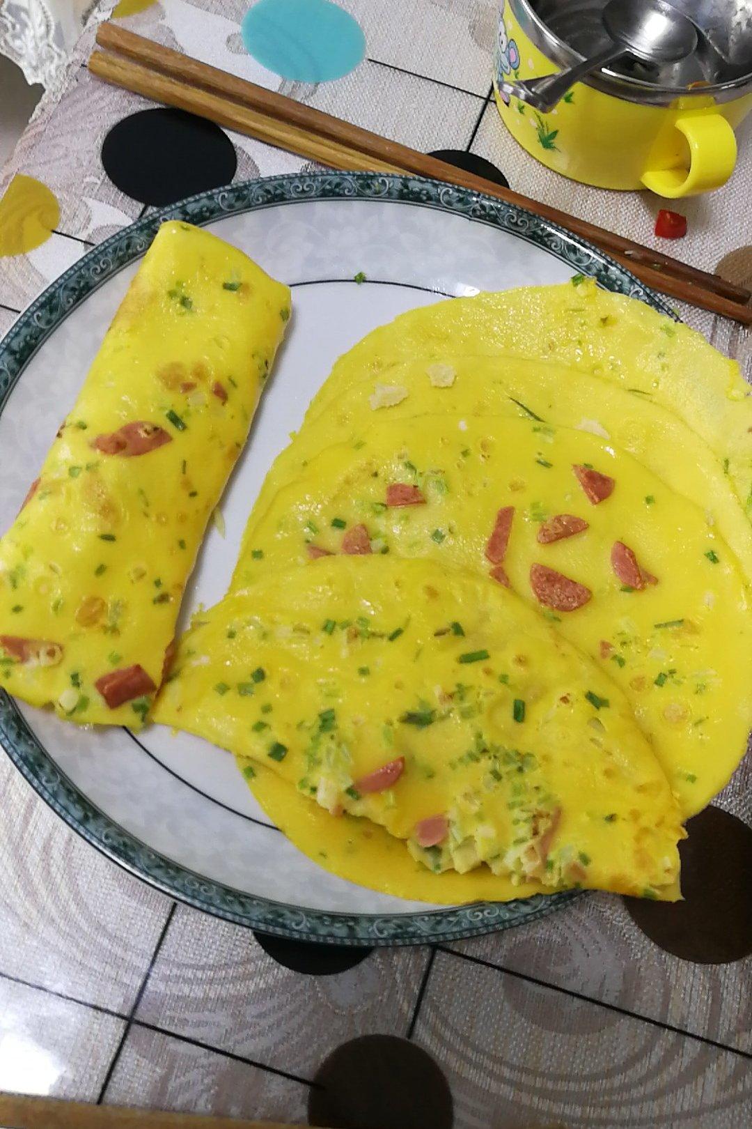 火腿肠葱花鸡蛋饼
