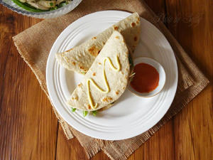 莜面莜麦麸皮墨西哥饼配鸡肉沙拉的做法 步骤8