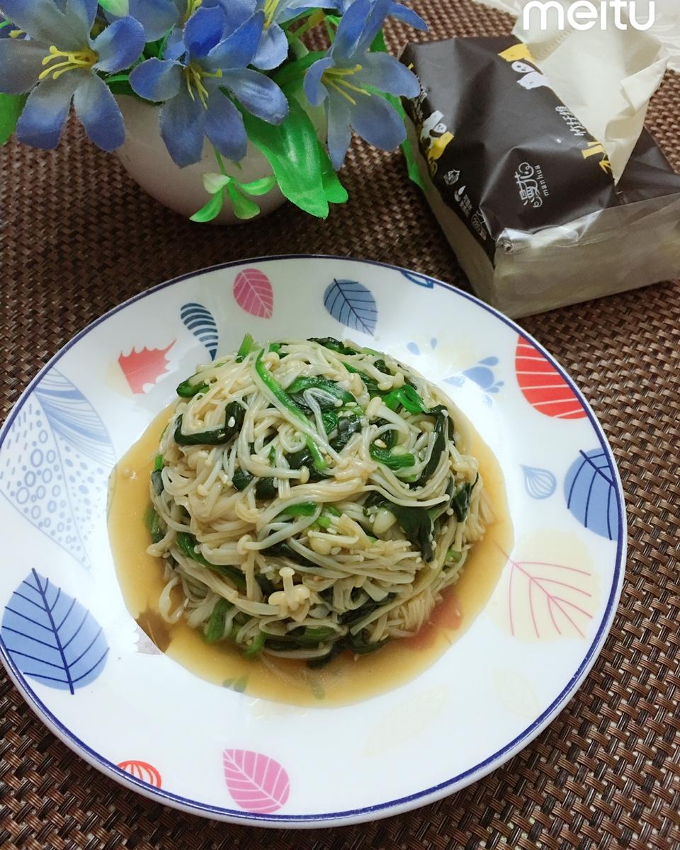 凉拌菠菜金针菇