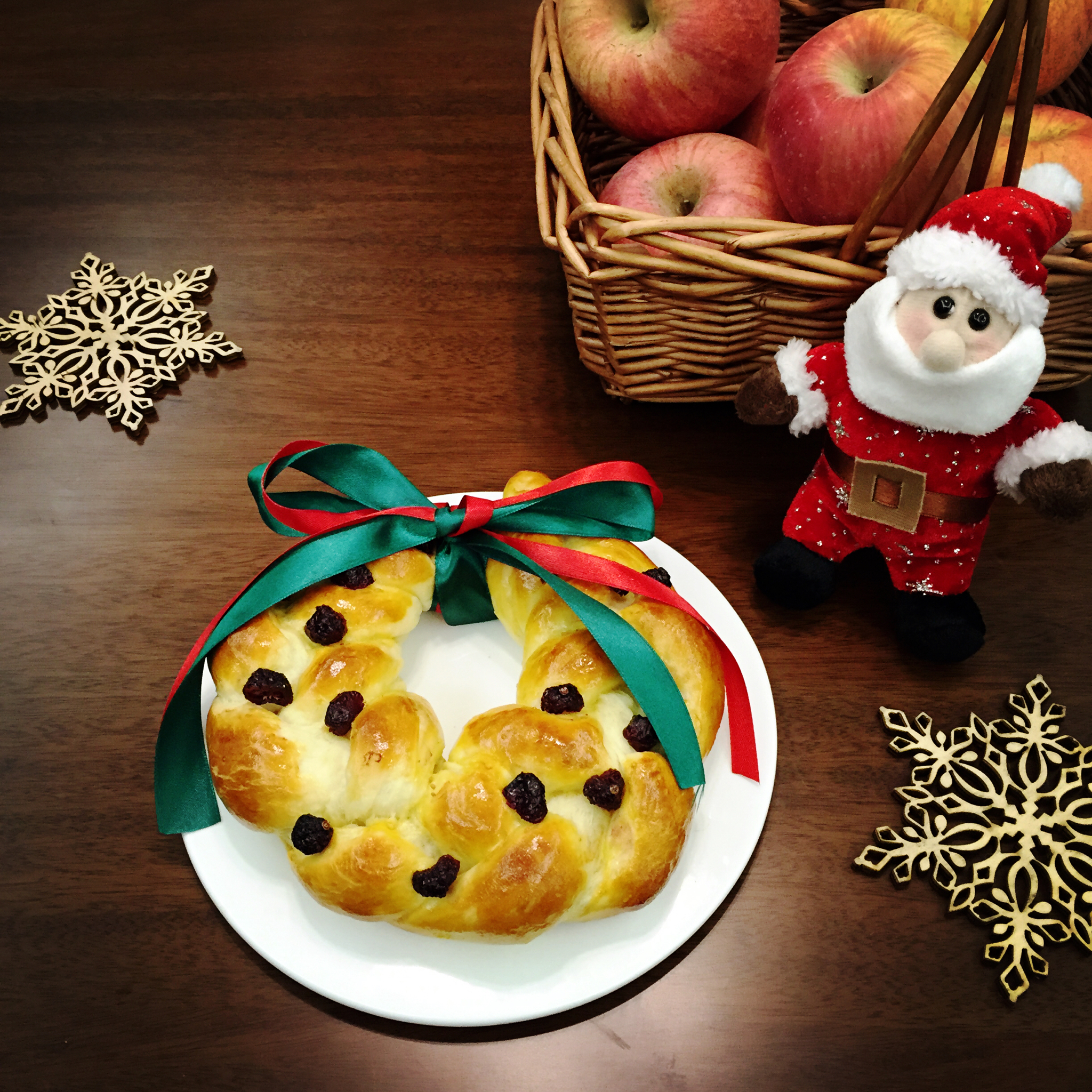 happy-clouds做的圣诞花环面包