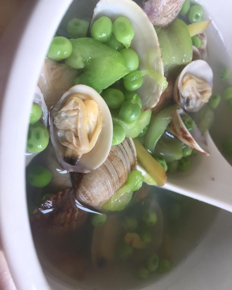 丝瓜毛豆蛤蜊汤（无油版）