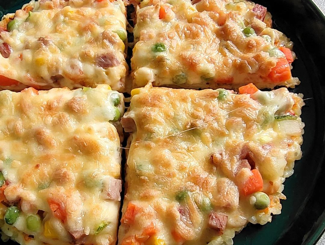 一人食之剩饭的华丽变身——米饭披萨
