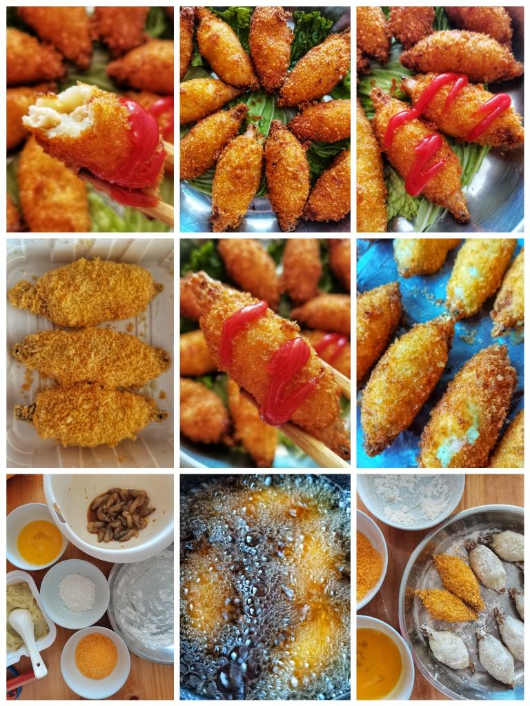 油炸土豆泥裹虾的做法