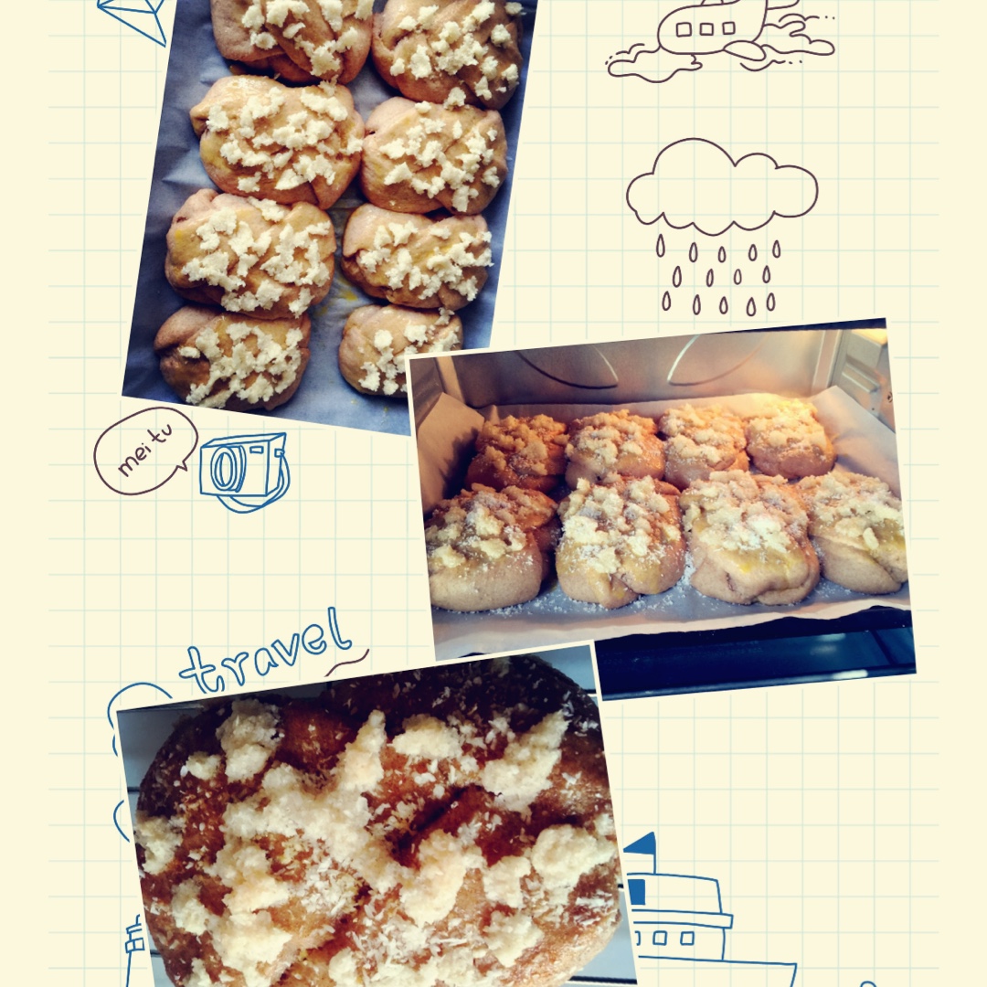 汤种椰蓉酥粒面包